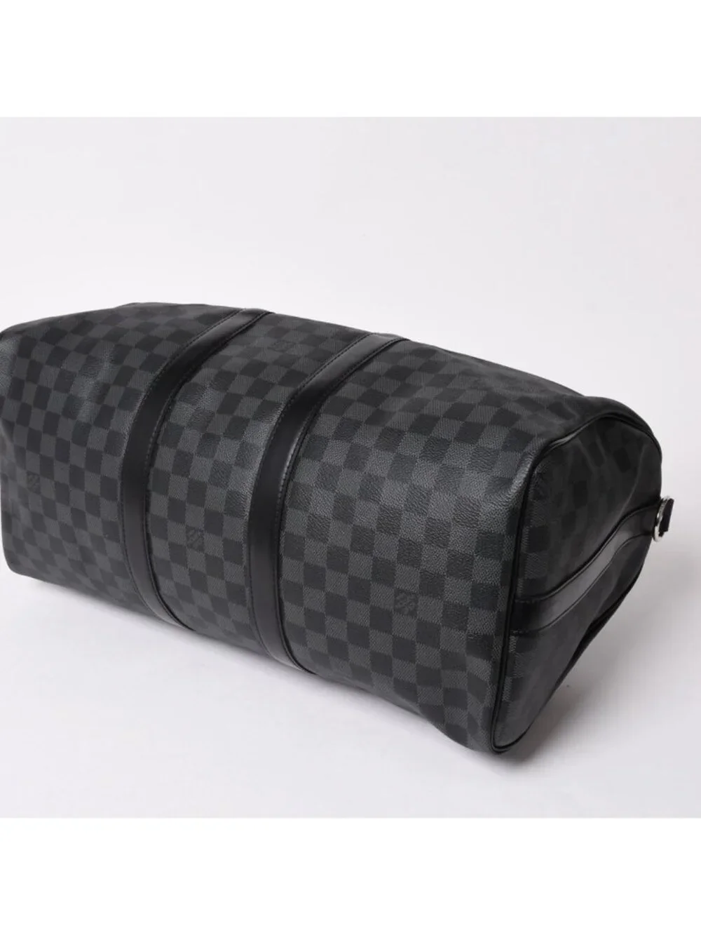 Louis Vuitton Boston Keepall Bandouliere 45 Damier Graphite Black Silver
